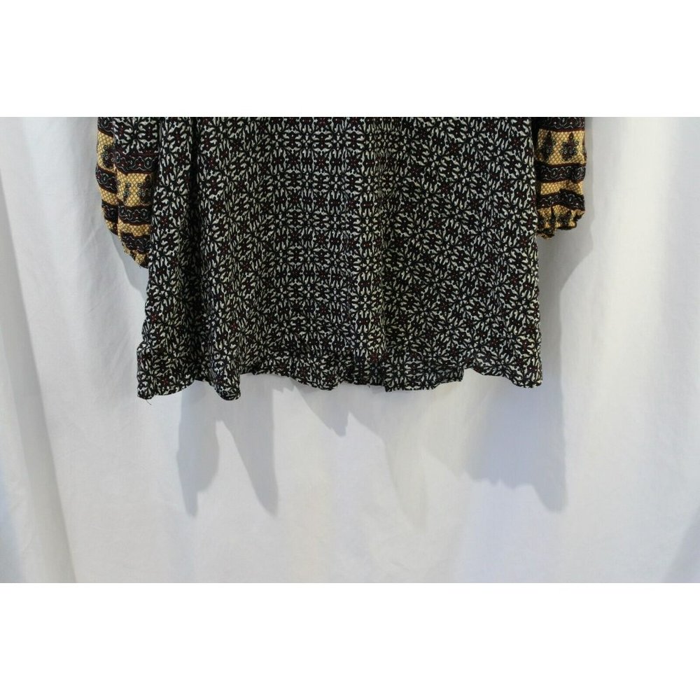 Kori America Womens Black Multicolor Long Sleeve V Neck Blouse S - Picture 4 of 6